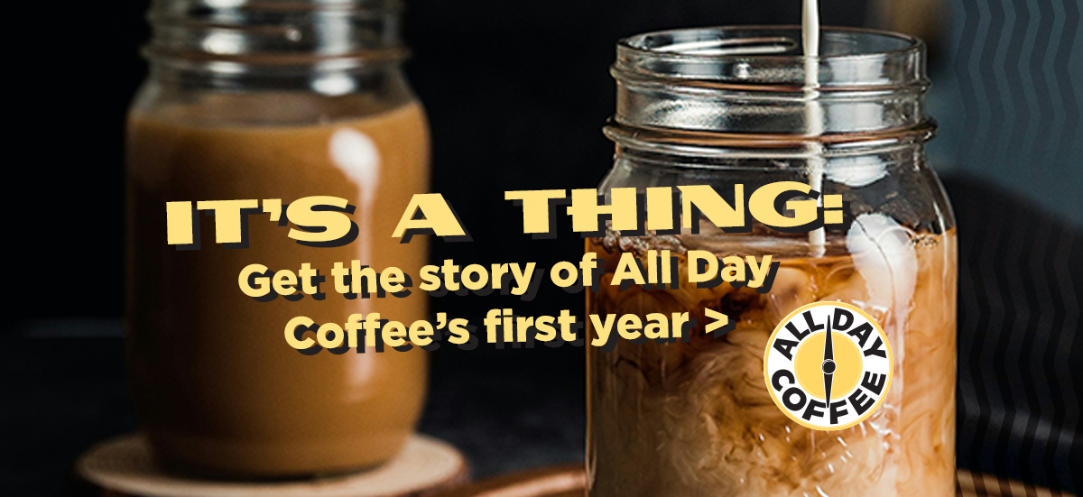 Mason Jars with cold brew coffee and cream in them